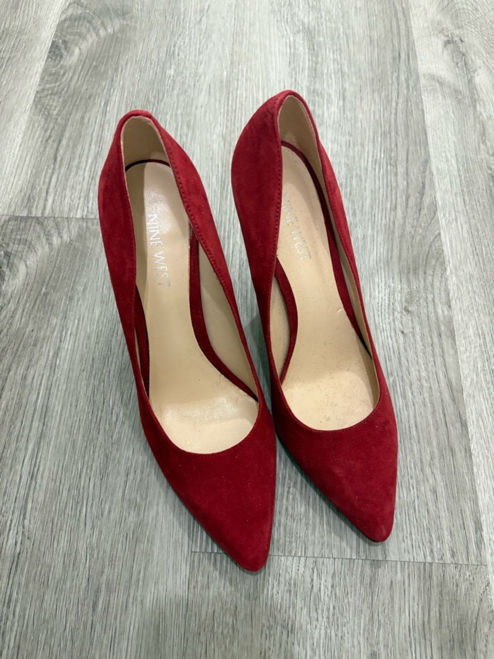Nine West Red Suede Pointed Toe Pumps